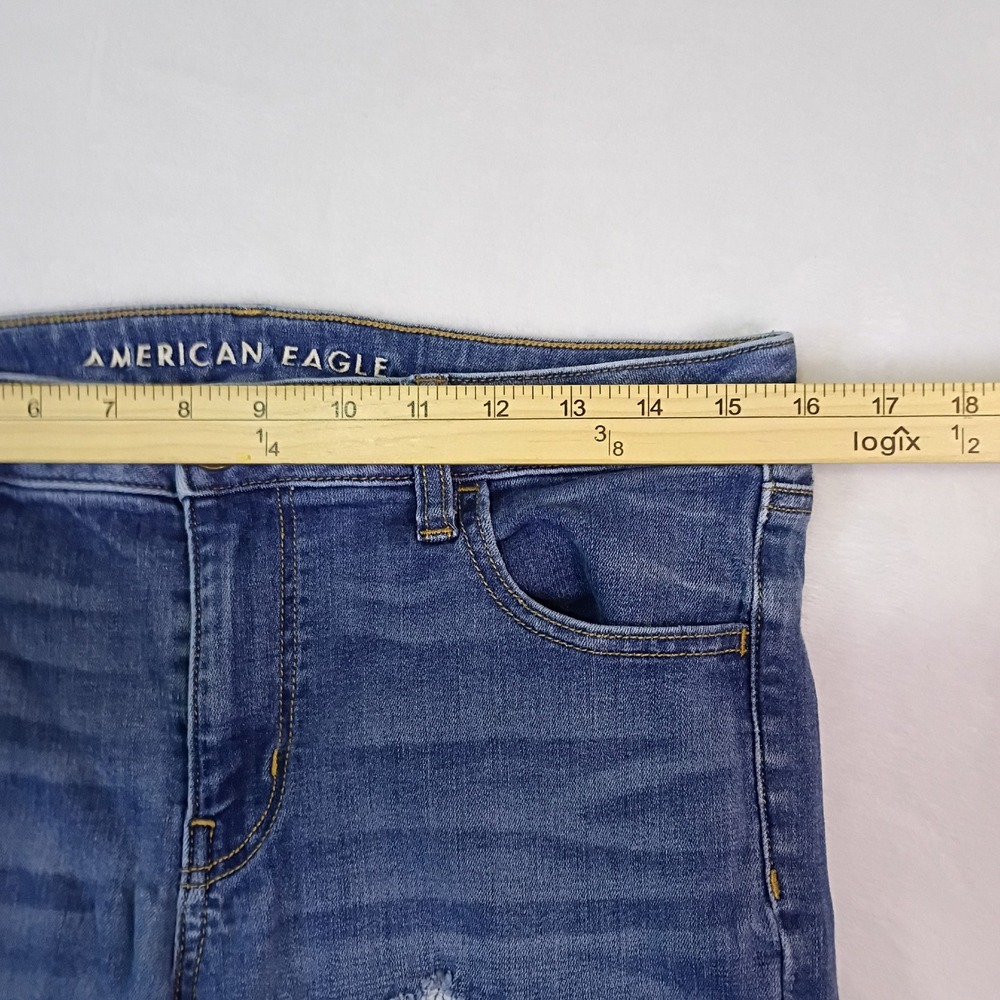 American Eagle Next Level Stretch Distressed Jeggings Blue Womens Size 12 Short - Picture 7 of 13